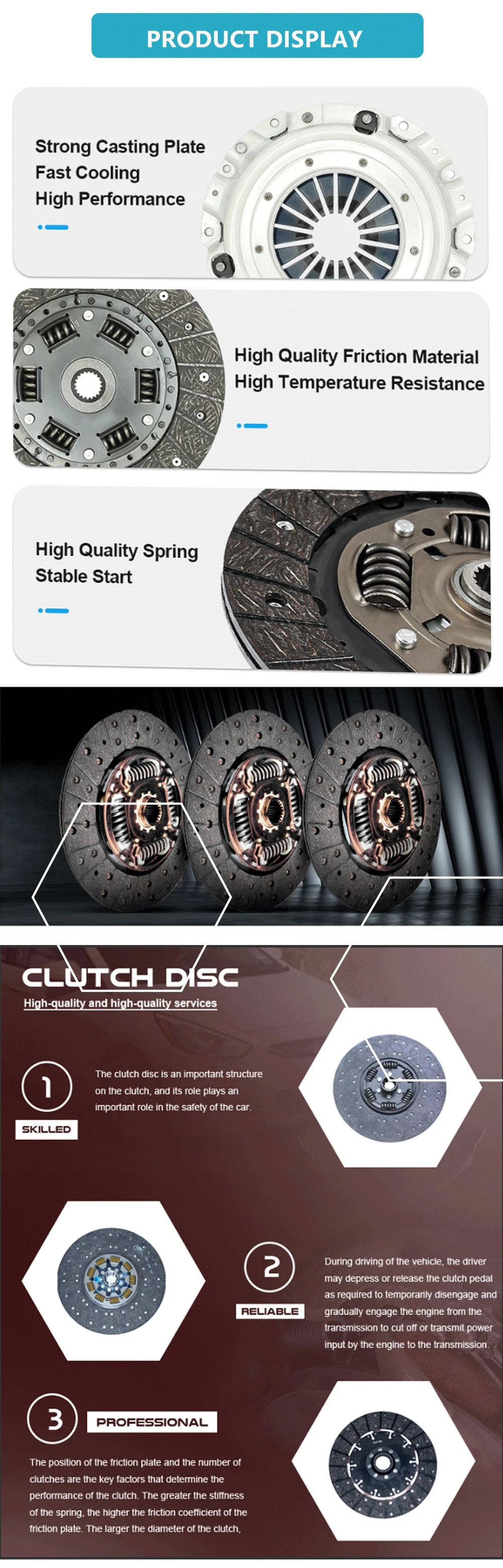 Disc Assy Clutch for Ford Transit V348 4D24 2.4L 7c11 7540bb 7c11-7540bb 7c117540bb